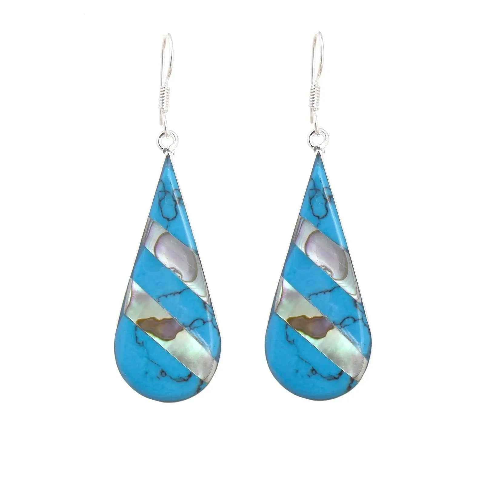 Abalone & Tuorquiose Striped Teardrop