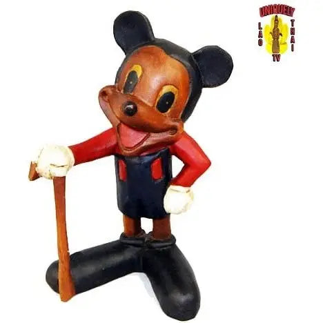 Mickey Mouse Statue likeness 8" Tall Solid Wood Uniquely Thai Lao TV