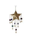 Handcrafted Ornate Star Chime , Recycled Iron And Glass Beads