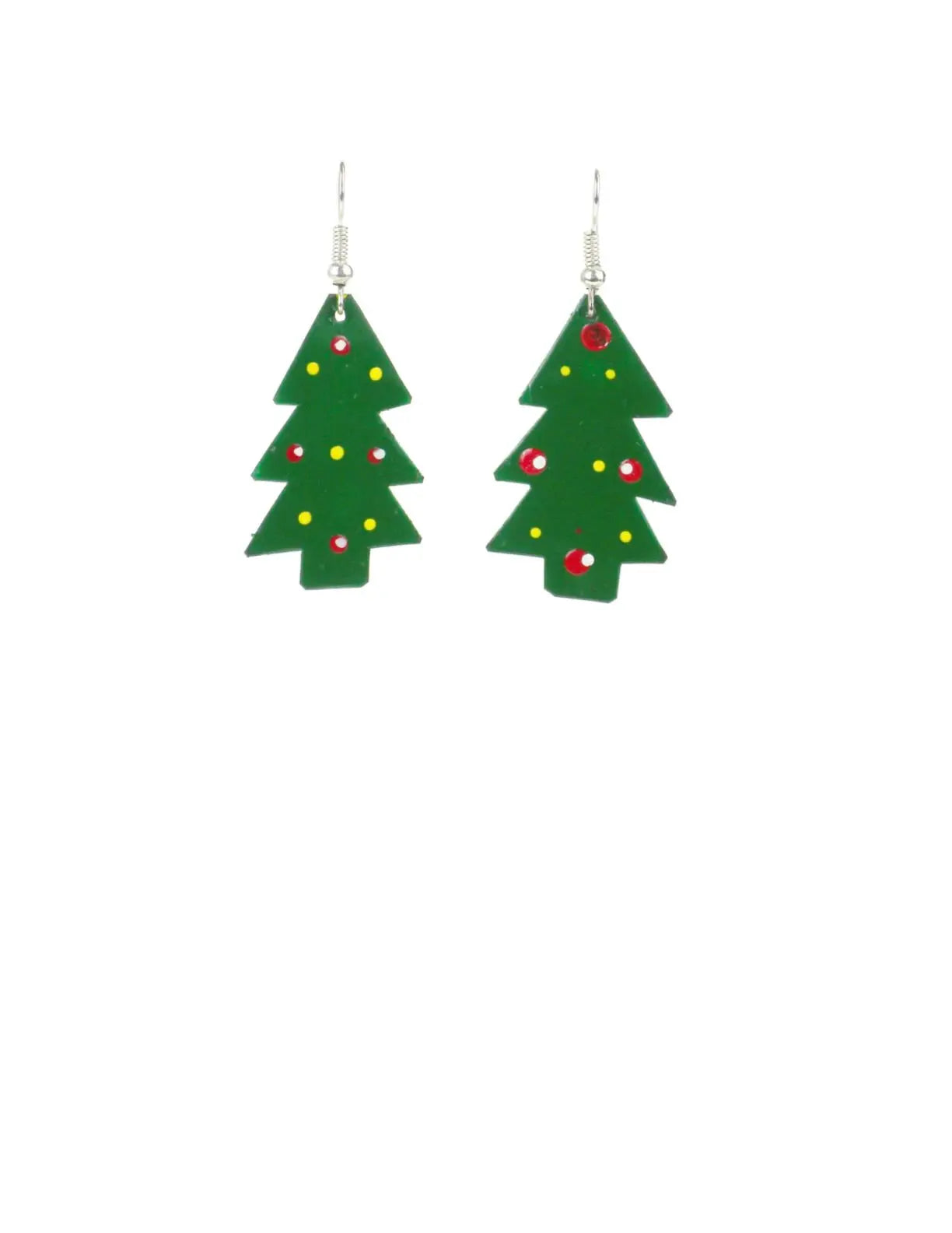 Set Of 10 Painted TIN Christmas Tree Earrings Global Groove