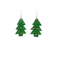 Set Of 10 Painted TIN Christmas Tree Earrings Global Groove
