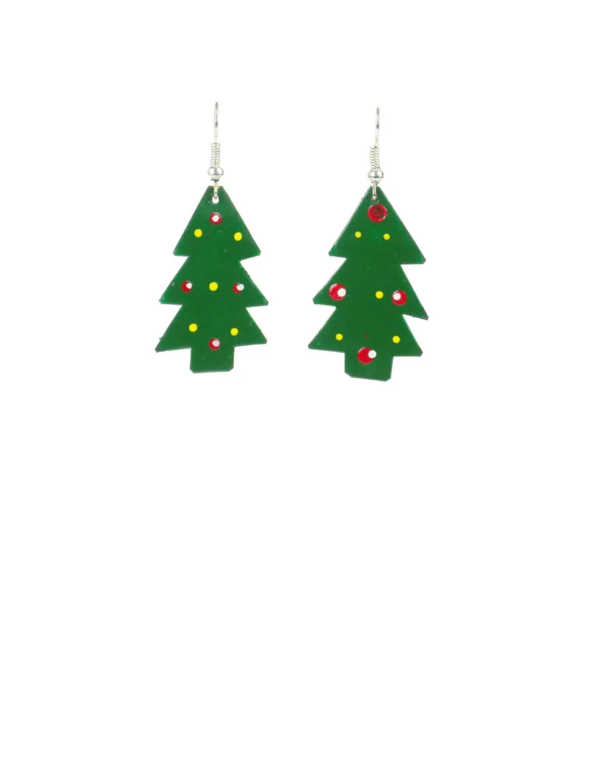 Set Of 10 Painted TIN Christmas Tree Earrings Global Groove