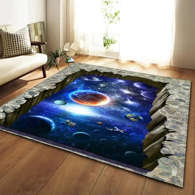 Nordic Carpets Soft Flannel 3D Printed Area Rugs Parlor Galaxy Space Mat Anti Slip eprolo