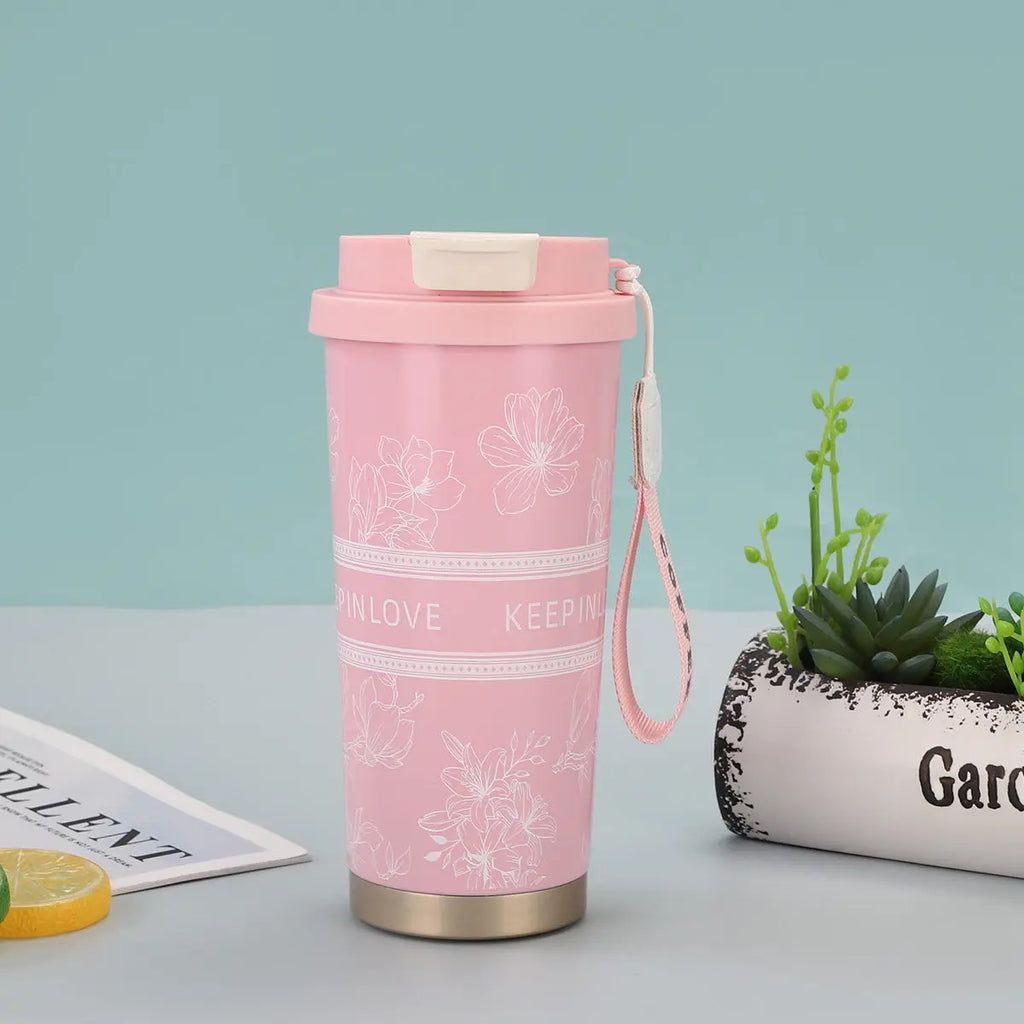 316 stainless steel lily of the valley coffee cup girls high color value double drinking straw cup car gift cup customization Mayra and Company