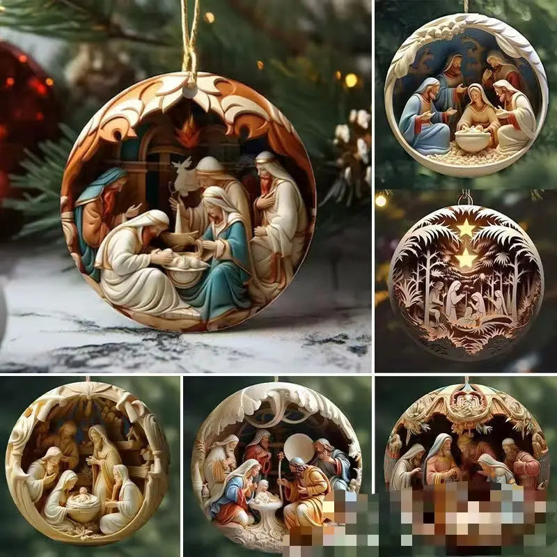 2025 Cross-Border Independent Station Acrylic 3D Effect Christmas Ornaments New Religious Belief Decoration Mayra and Company