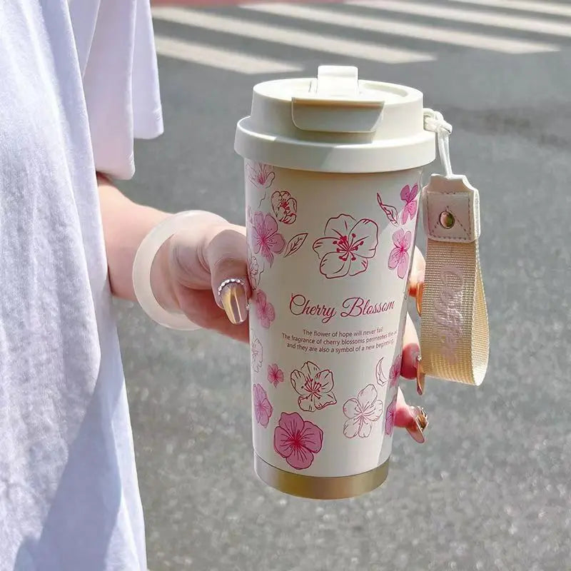 316 stainless steel lily of the valley coffee cup girls high color value double drinking straw cup car gift cup customization Mayra and Company