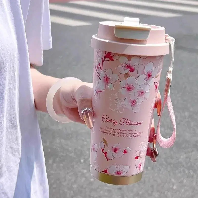 316 stainless steel lily of the valley coffee cup girls high color value double drinking straw cup car gift cup customization Mayra and Company