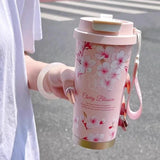 316 stainless steel lily of the valley coffee cup girls high color value double drinking straw cup car gift cup customization