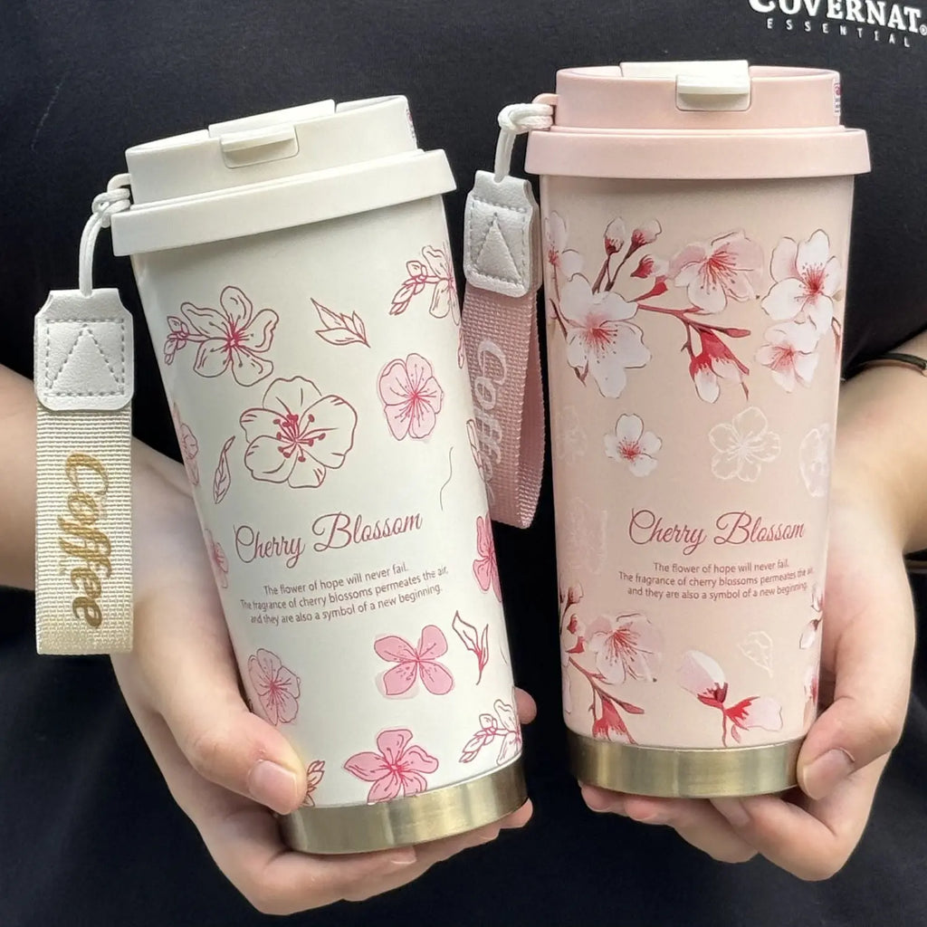 316 stainless steel lily of the valley coffee cup girls high color value double drinking straw cup car gift cup customization Mayra and Company