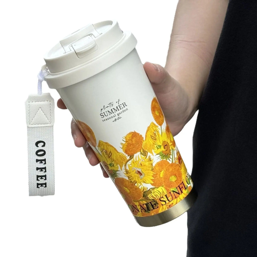 316 stainless steel lily of the valley coffee cup girls high color value double drinking straw cup car gift cup customization Mayra and Company