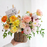 Bark Bucket Floral Flower Arrangement Basket Bark Basket Christmas Tree Flower Bucket Holding Bucket Fleshy Plant Flower Arrangement Basket Teachers' Day Gift