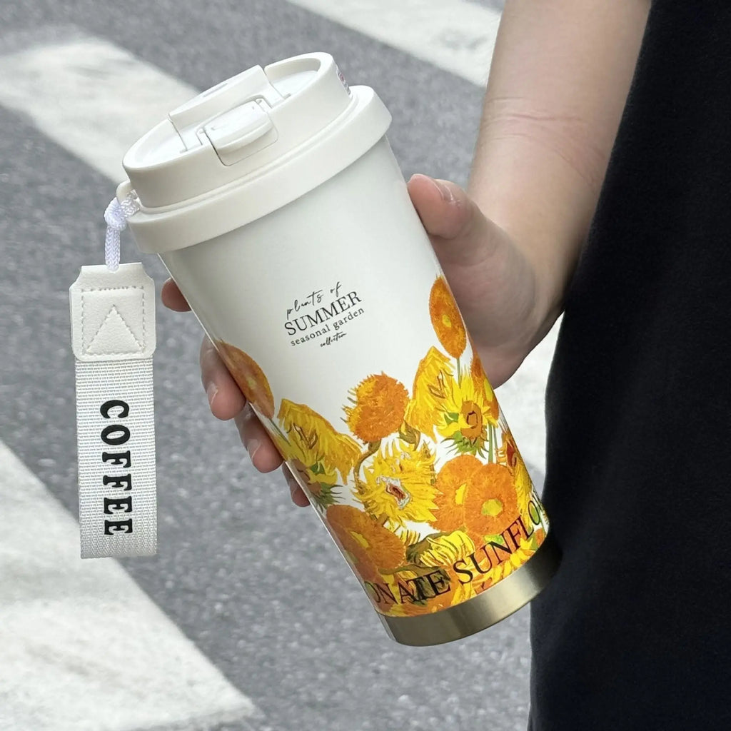 316 stainless steel lily of the valley coffee cup girls high color value double drinking straw cup car gift cup customization Mayra and Company