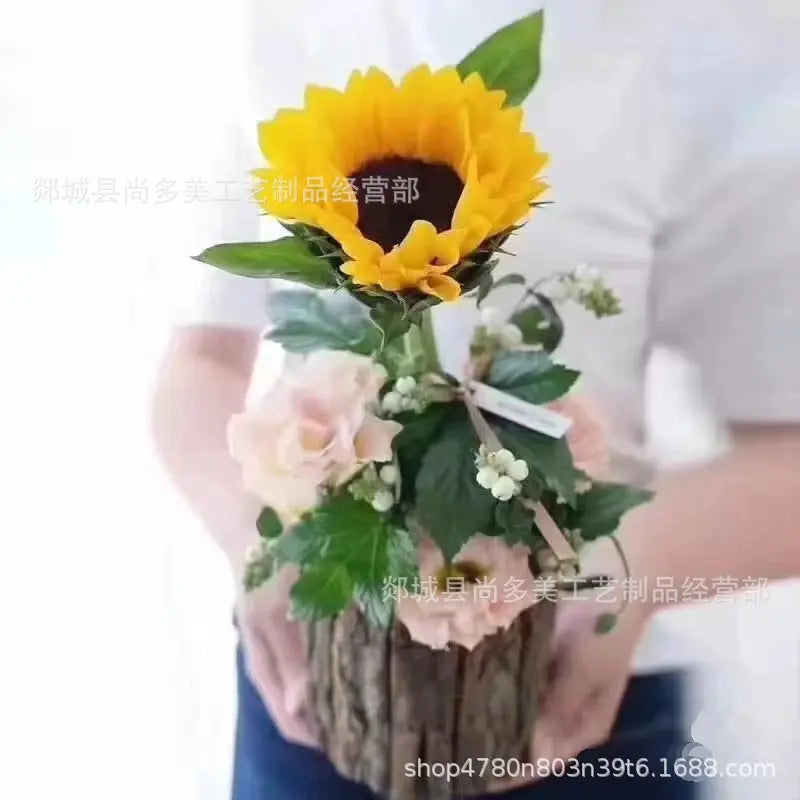 Bark Bucket Floral Flower Arrangement Basket Bark Basket Christmas Tree Flower Bucket Holding Bucket Fleshy Plant Flower Arrangement Basket Teachers' Day Gift Mayra and Company