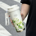 316 stainless steel lily of the valley coffee cup girls high color value double drinking straw cup car gift cup customization Mayra and Company