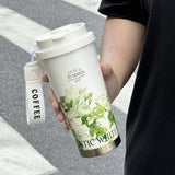 316 stainless steel lily of the valley coffee cup girls high color value double drinking straw cup car gift cup customization