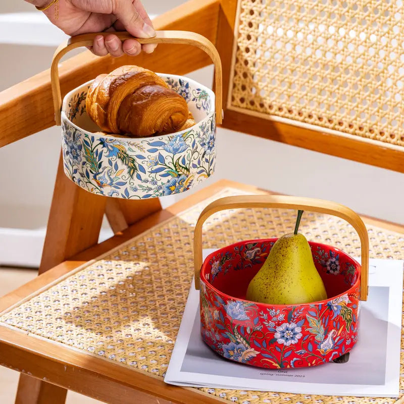 French Style Fruit Plate High-end Exquisite and High-value Fruit Plate Living Room Coffee Table Household Afternoon Tea Dim & Cam Plate Ceramic Basket Mayra and Company