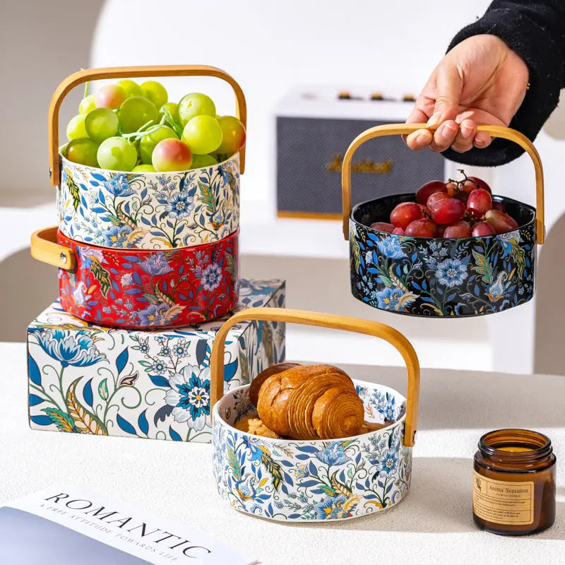 French Style Fruit Plate High-end Exquisite and High-value Fruit Plate Living Room Coffee Table Household Afternoon Tea Dim & Cam Plate Ceramic Basket Mayra and Company