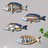 4 Pieces Fish Nautical Wall Decor Ornaments for Bathroom Indoor Lake House Wooden Fish Wall Decor Bathroom Bedroom Gifts 11”