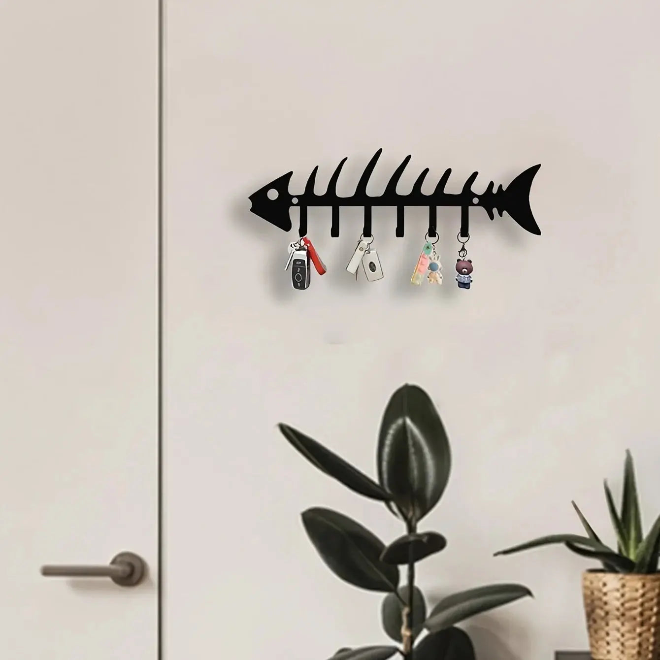 Metal Wall Hooks Organizer, Fishbone Key Holder & Decorative Wall Decor Mayra and Company