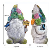 Outdoor Garden Dwarf Statue-resin Gnome Statue Lighting Wizard Solar Led Light Welcome Sign Gnome Yard Lawn Large Figurine ( 14 inches High)