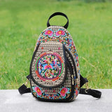 Women's Mini Embroidery Backpack, Backpack With Detachable Strap, Ethnic Style Versatile Multifunction Chest Bag
