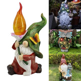 Outdoor Garden Dwarf Statue-resin Gnome Statue Lighting Wizard Solar Led Light Welcome Sign Gnome Yard Lawn Large Figurine ( 14 inches High)
