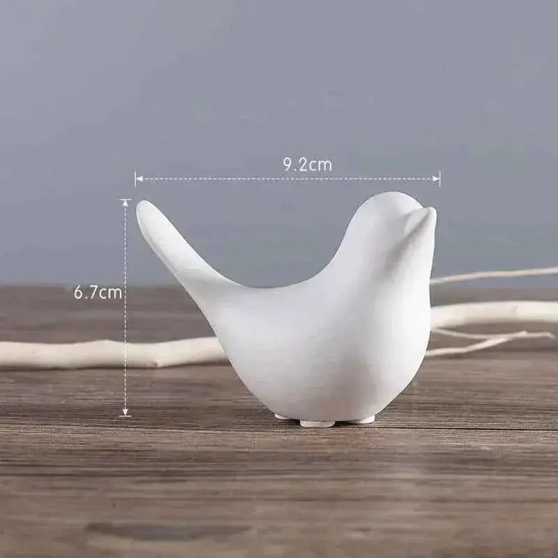 DecorBites™ Bird Figurine Set Nordic Ceramic Black White
