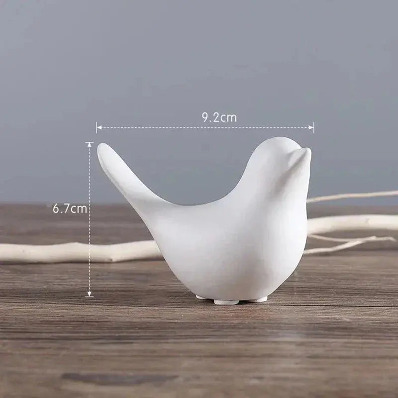 DecorBites™ Bird Figurine Set Nordic Ceramic Black White Table Sculptural Ornament Decorbites
