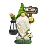 Outdoor Garden Dwarf Statue-resin Gnome Statue Lighting Wizard Solar Led Light Welcome Sign Gnome Yard Lawn Large Figurine ( 14 inches High)