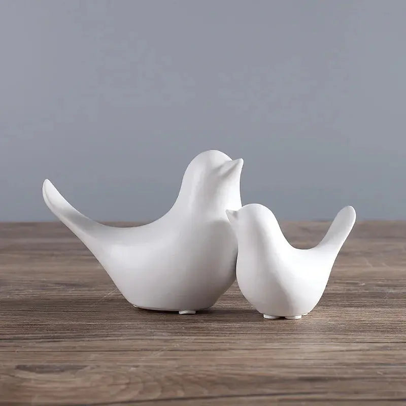 DecorBites™ Bird Figurine Set Nordic Ceramic Black White Table Sculptural Ornament Decorbites