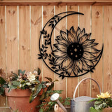Sunflower Moon Metal Wall Art, Farmhouse Decor for Living Room Bedroom Outdoor