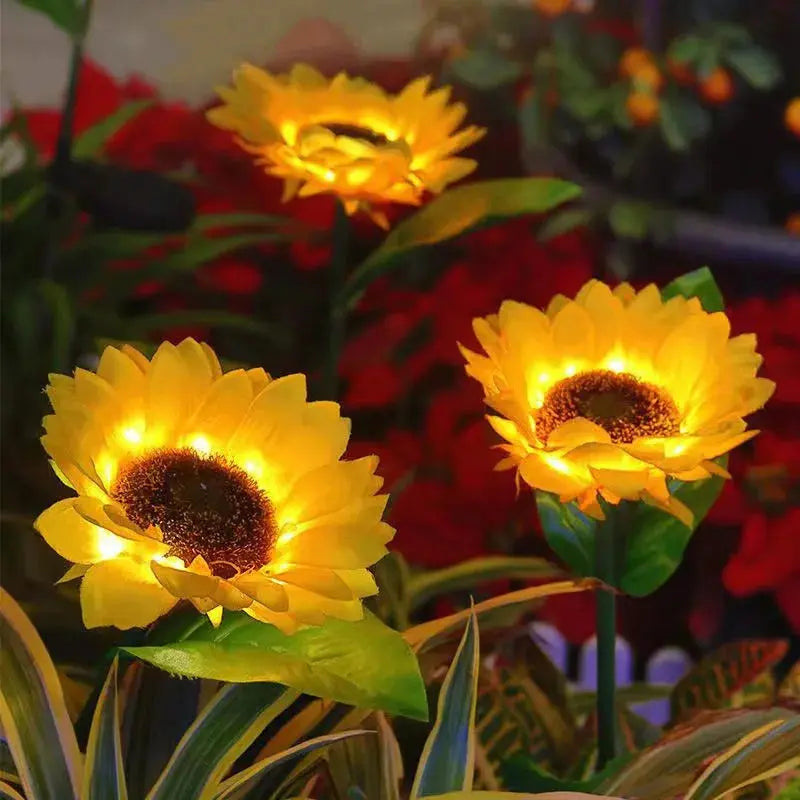 3 Heads 1 Head Solar Simulation Sunflower LED Lights Garden Yard Lawn Night Lights Landscape Lamp Decor Christmas Flower Light Mayra and Company