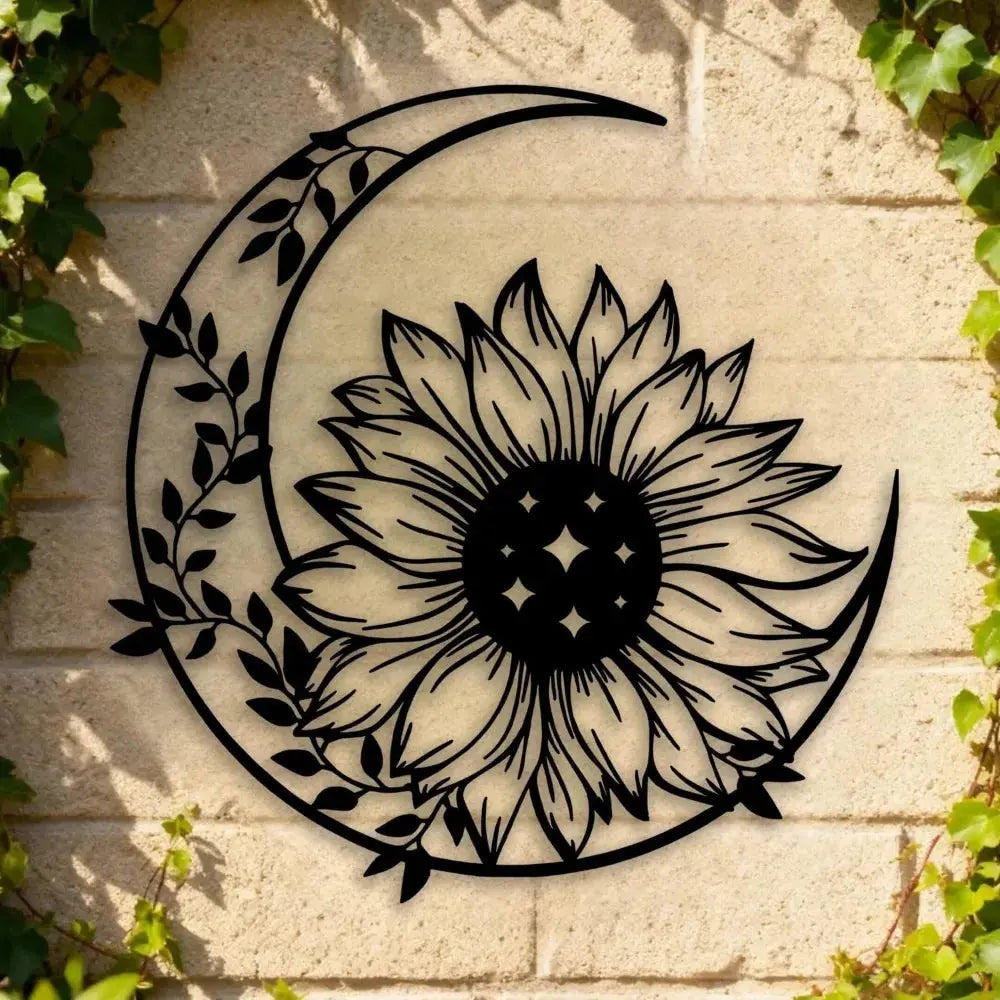 Sunflower Moon Metal Wall Art, Farmhouse Decor for Living Room Bedroom Outdoor Mayra and Company