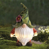 Outdoor Garden Dwarf Statue-resin Gnome Statue Lighting Wizard Solar Led Light Welcome Sign Gnome Yard Lawn Large Figurine ( 14 inches High)