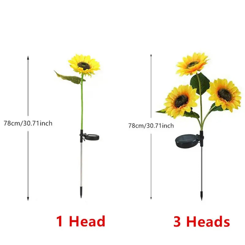 3 Heads 1 Head Solar Simulation Sunflower LED Lights Garden Yard Lawn Night Lights Landscape Lamp Decor Christmas Flower Light Mayra and Company