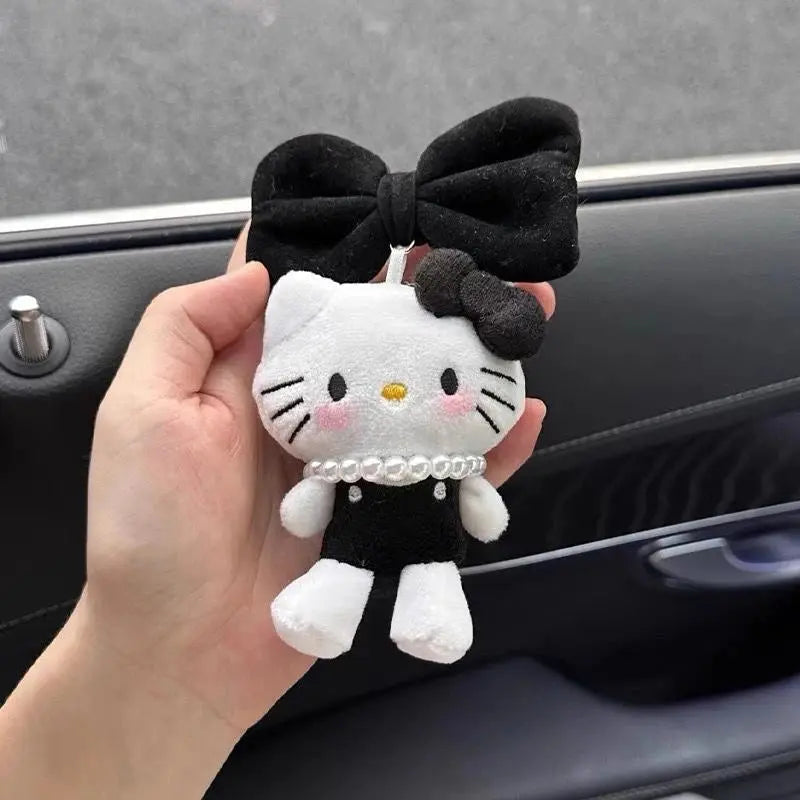 Vintage Black 3D Pearl Bow Hello Kitty Car Pendant Mayra and Company