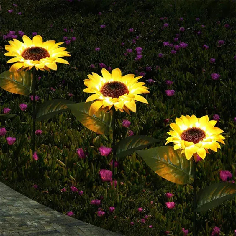 3 Heads 1 Head Solar Simulation Sunflower LED Lights Garden Yard Lawn Night Lights Landscape Lamp Decor Christmas Flower Light Mayra and Company