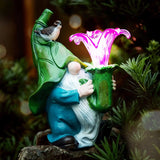 Outdoor Garden Dwarf Statue-resin Gnome Statue Lighting Wizard Solar Led Light Welcome Sign Gnome Yard Lawn Large Figurine ( 14 inches High)