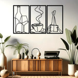 3-Piece Bookish Metal Wall Art, Minimalist Line Art for Reading & Coffee Lovers，Coffee Lover Minimalist Wall Art