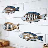 4 Pieces Fish Nautical Wall Decor Ornaments for Bathroom Indoor Lake House Wooden Fish Wall Decor Bathroom Bedroom Gifts 11”