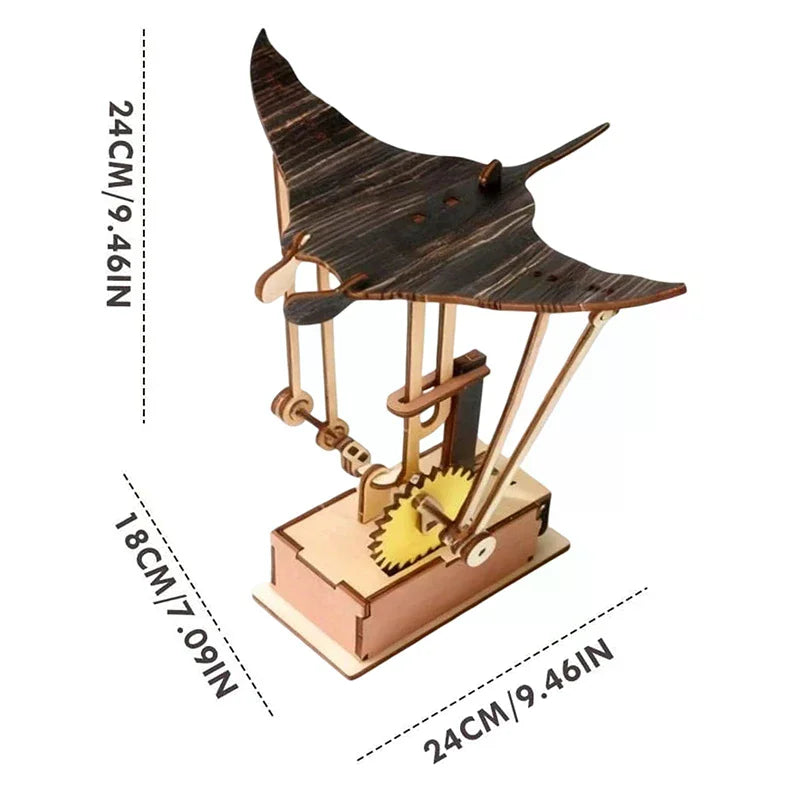 Wooden Electric Manta Ray Ornament Automaton With Lifelike Swimming Motion Ocean Decor For Desk Tabletop Home Gift Mayra and Company
