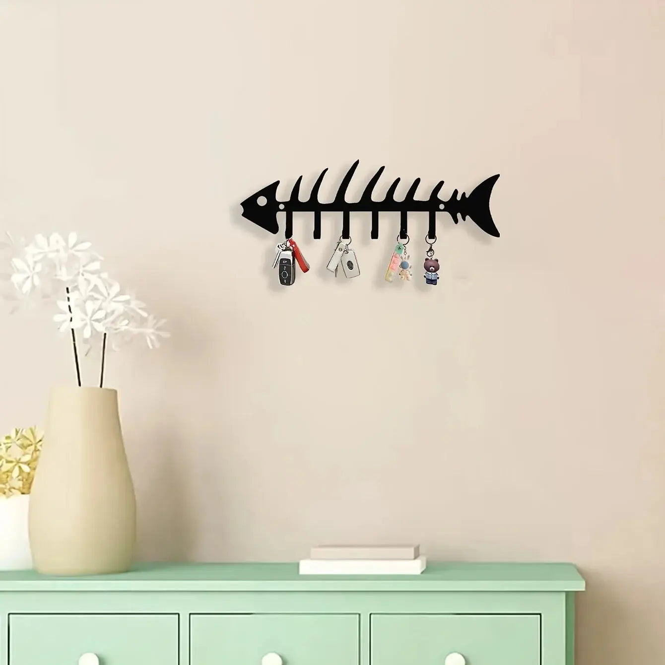 Metal Wall Hooks Organizer, Fishbone Key Holder & Decorative Wall Decor Mayra and Company