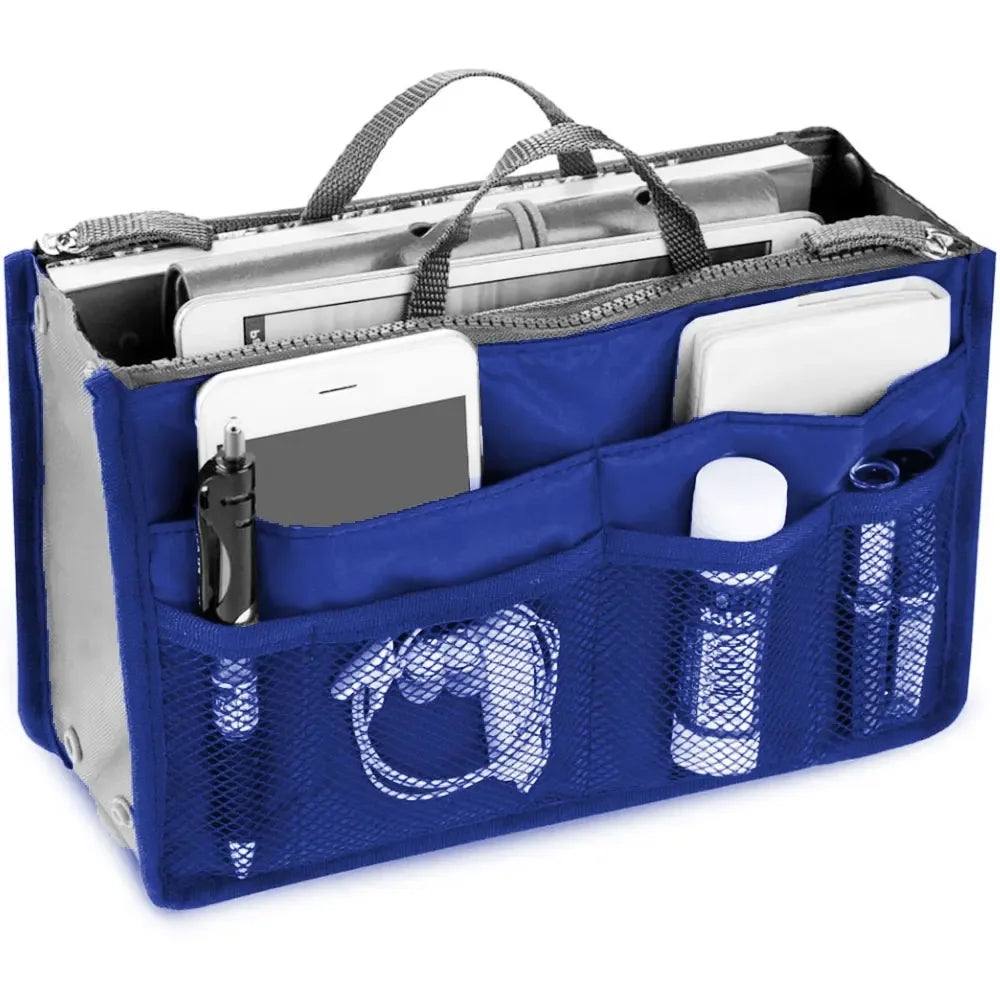 Women Cosmetic Organizer Bag Nylon Travel Insert Organizer Handbag Foldable Large Capacity Insert Bag Liner Makeup Tote Mayra and Company