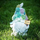 Outdoor Garden Dwarf Statue-resin Gnome Statue Lighting Wizard Solar Led Light Welcome Sign Gnome Yard Lawn Large Figurine ( 14 inches High)