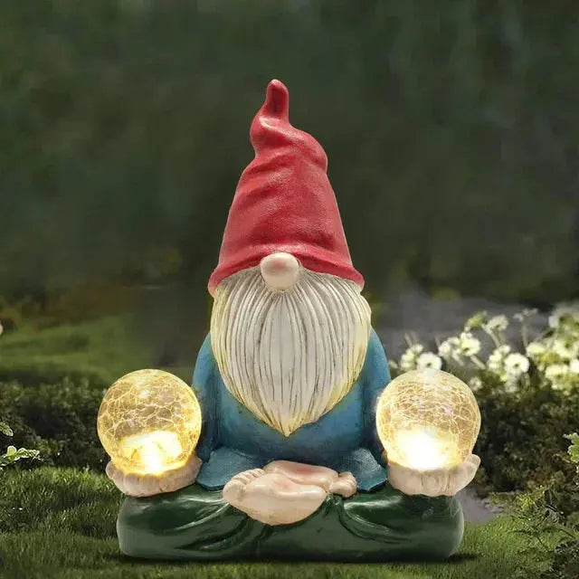 14 Inch Outdoor Garden Dwarf Statue-resin Gnome Statue Lighting Wizard Solar Led Light Welcome Sign Gnome Yard Lawn Large Figurine Mayra and Company