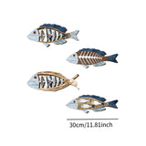 4 Pieces Fish Nautical Wall Decor Ornaments for Bathroom Indoor Lake House Wooden Fish Wall Decor Bathroom Bedroom Gifts 11”