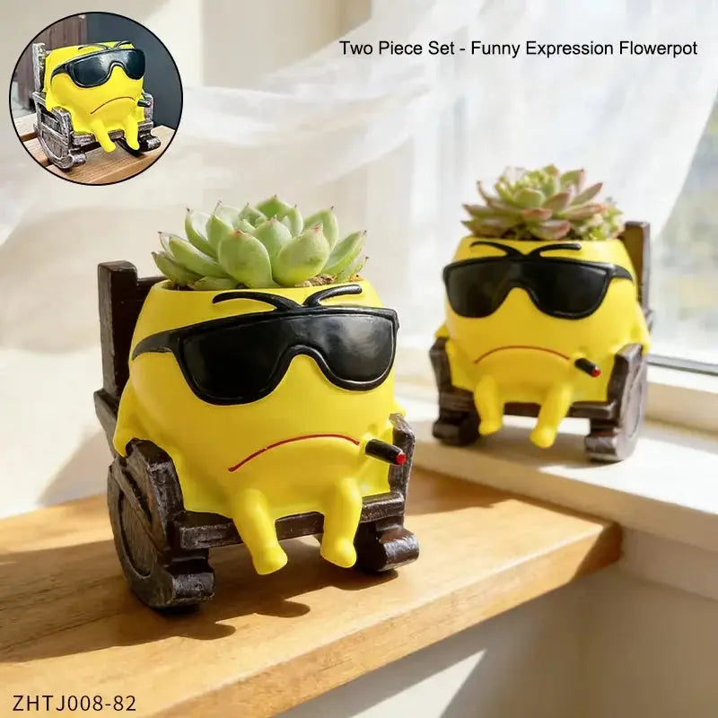 Handsome Expression Flowerpot Green Potted Plants Vase Container Home Courtyard Garden Decoration Handicrafts Ornament Gift Mayra and Company