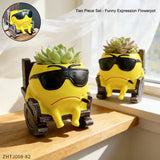 Handsome Expression Flowerpot Green Potted Plants Vase Container Home Courtyard Garden Decoration Handicrafts Ornament Gift