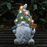 Outdoor Garden Dwarf Statue-resin Gnome Statue Lighting Wizard Solar Led Light Welcome Sign Gnome Yard Lawn Large Figurine ( 14 inches High)