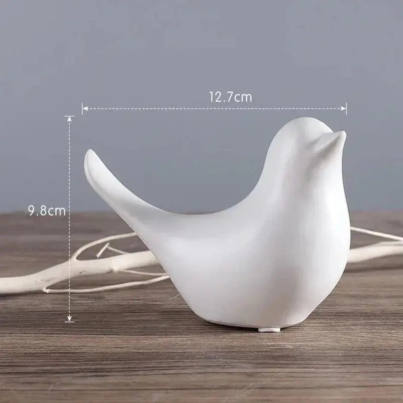 DecorBites™ Bird Figurine Set Nordic Ceramic Black White Table Sculptural Ornament Decorbites